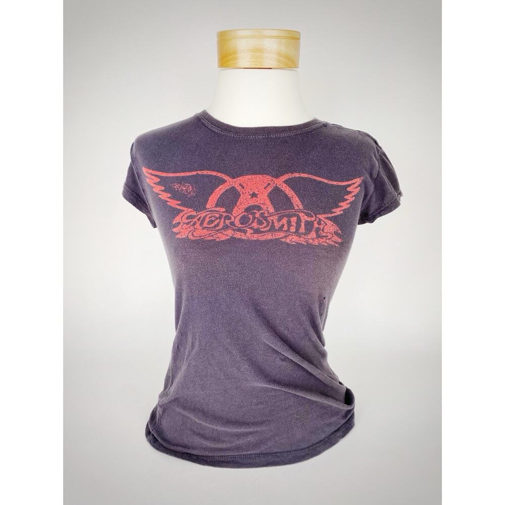 Aerosmith Distressed Bootleg Live Concert Grunge Shirt Reproduction Womens Sz XS